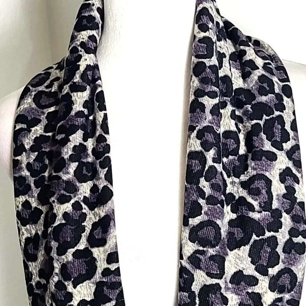Gray & Black Animal Print Infinity Scarf